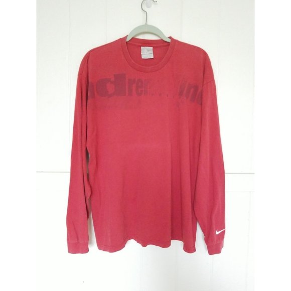 VTG NIKE MADE IN USA ADRENALINE POWERED SWOOSH GRAPHIC TEE T-Shirt L Red Cotton - Picture 1 of 7